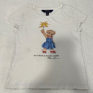 Ralph Lauren girls White Polo Bear tee-shirt- size 6x
